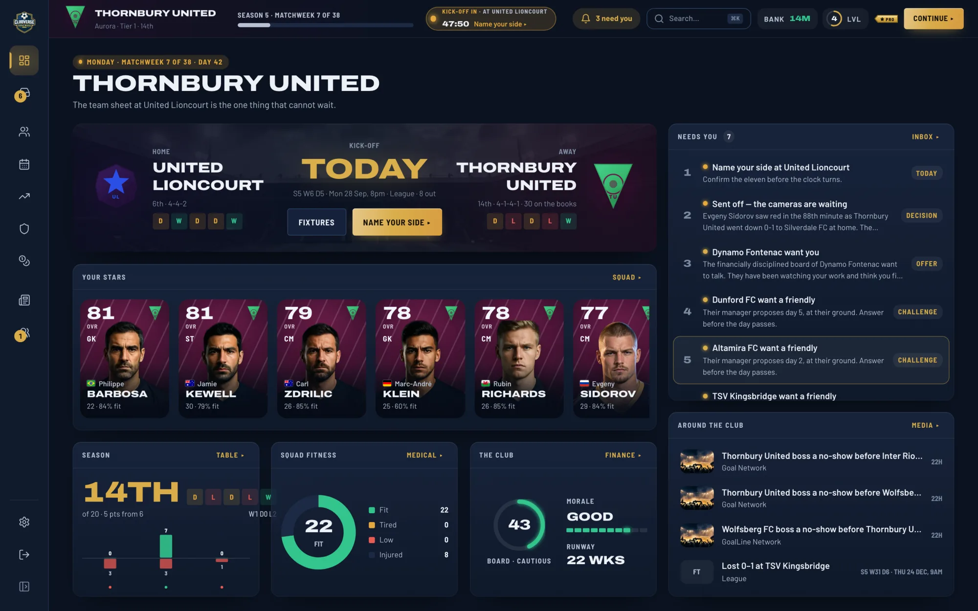 Clubverse: a club's matchday dashboard.